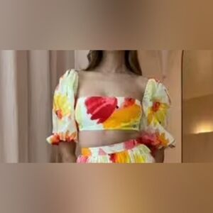 Rumer the Label Floral Linen Crop Top Sunshine Floral Size XXS